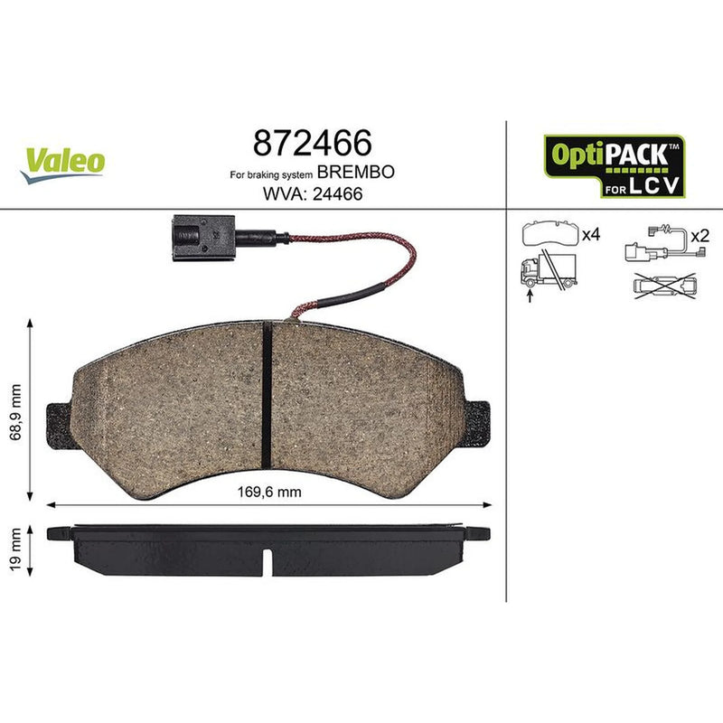 Valeo Front Brake Pad Set 872466