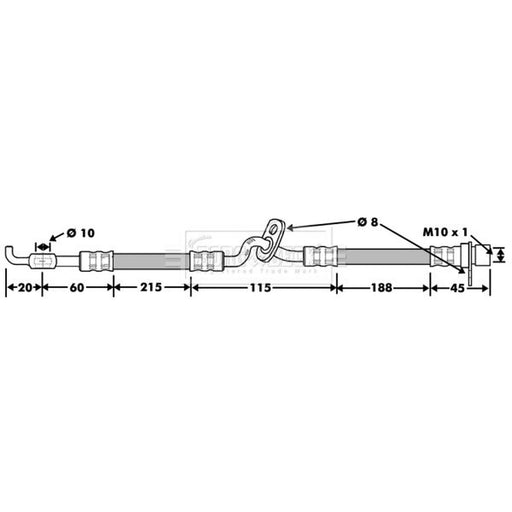 Borg & Beck Brake Hydraulic Hose Line Front Right BBH7480