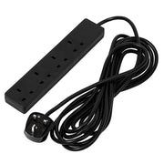 Draper 4 Way Black Extension Lead, 5m - EL45N13AB - image 1
