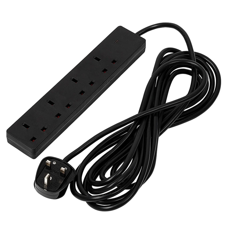 Draper 4 Way Black Extension Lead, 5m - EL45N13AB - image 1