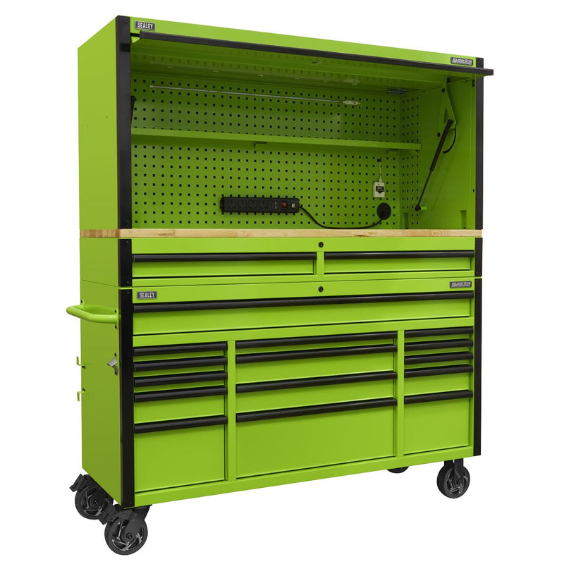 Superline PRO Black Edition Mobile Trolley with Wooden Worktop Hutch Superline Pro - Dynamic Drive