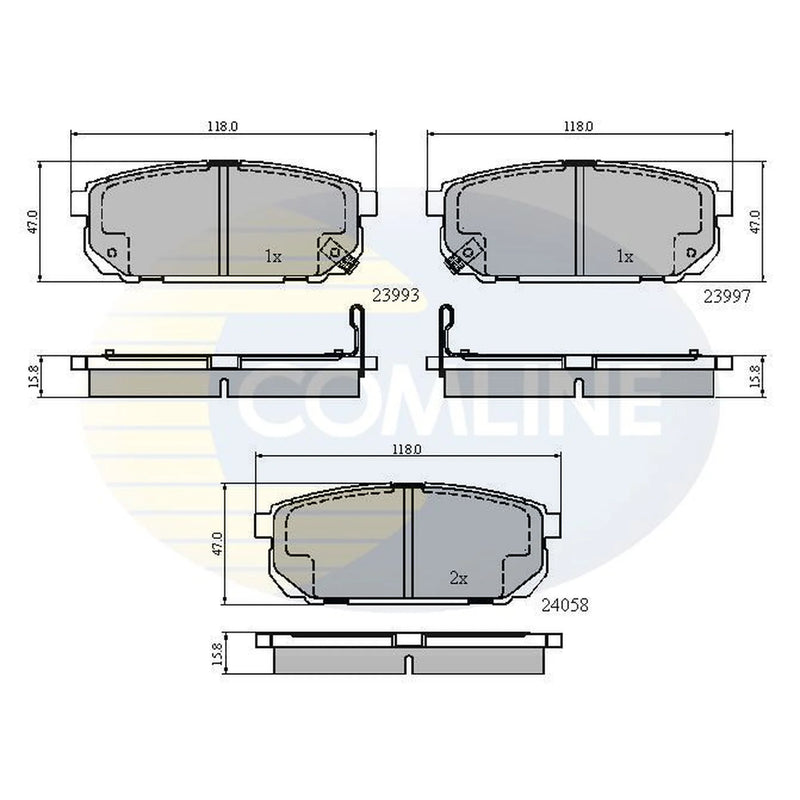 Comline Front & Rear Pads fits Kia Sorento I 2002-2011 2.4 2.5 3.3 3.5