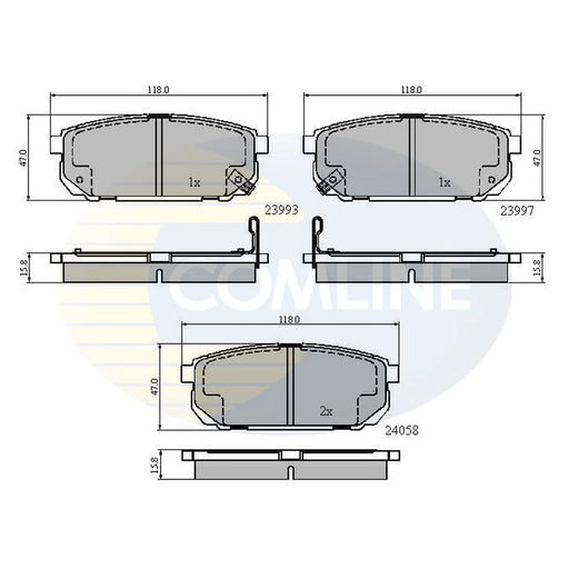 Comline Front & Rear Pads fits Kia Sorento I 2002-2011 2.4 2.5 3.3 3.5