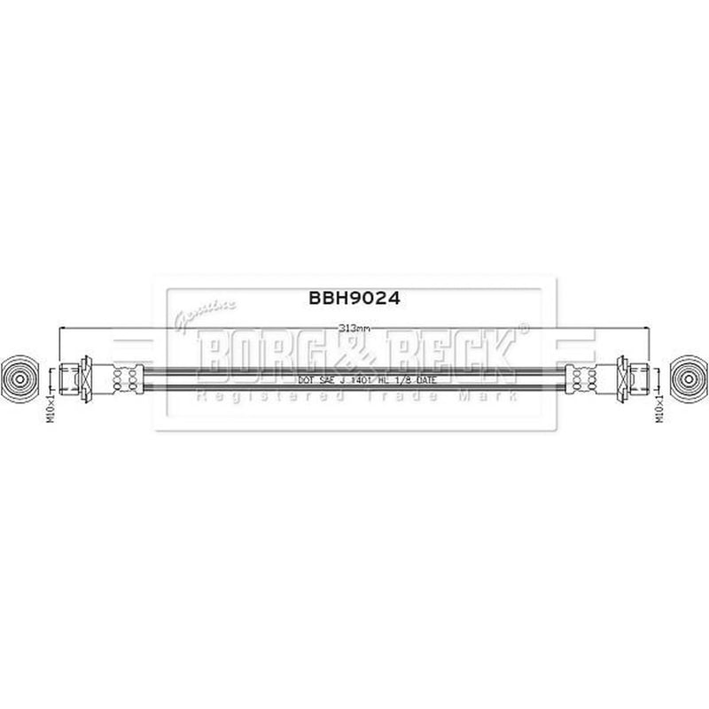 Borg & Beck Brake Hydraulic Hose Line inner BBH9024