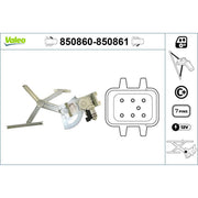 Valeo Electric Window Regulator Lifter Left Front 850860