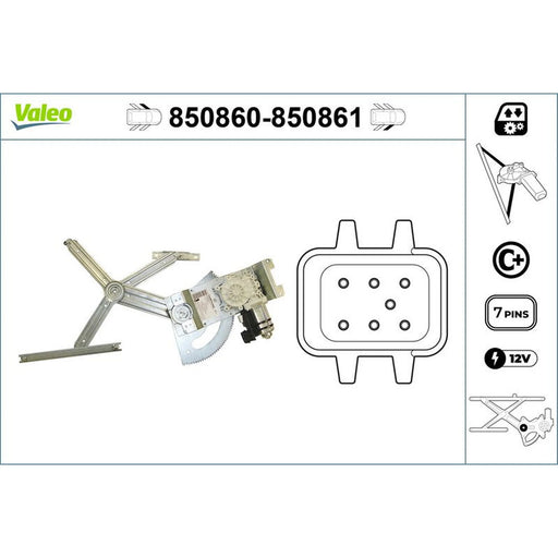 Valeo Electric Window Regulator Lifter Left Front 850860