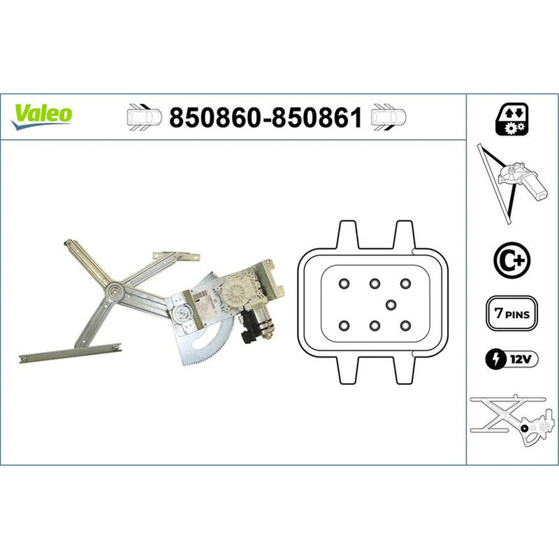 Valeo Electric Window Regulator Lifter Right Front 850861