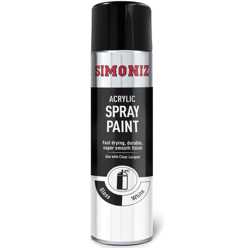 Simoniz Large Gloss White Acrylic Aerosol Auto Car Spray Paint 500ml SIMP18D Simoniz - Dynamic Drive