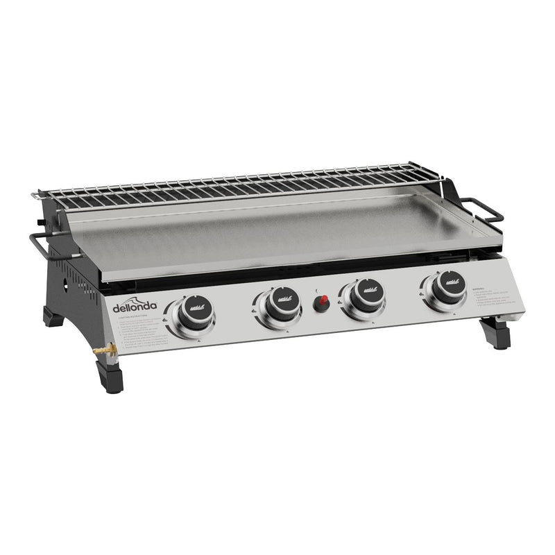 Dellonda 4 Burner Stainless Steel Portable Gas Plancha with Warming Rack 10kW Dellonda - Dynamic Drive