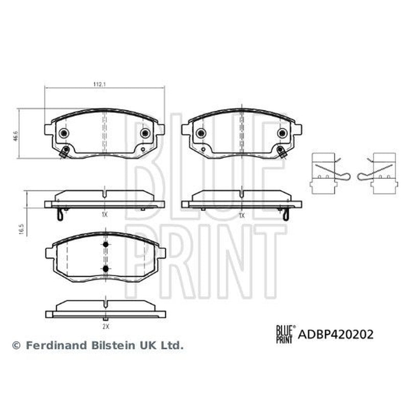 Blue Print Front Brake Pad Set fits Dacia Spring 2020 on