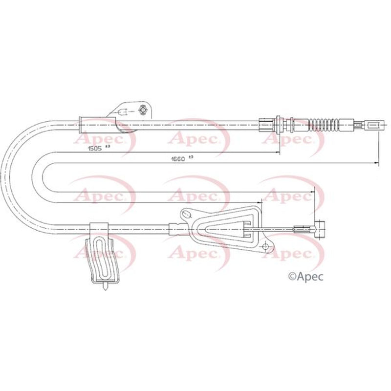 Apec Handbrake Cable Left Rear fits Nissan Almera Tino 2000-2006 1.8 2.0 2.2