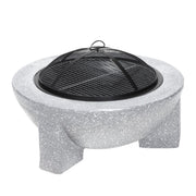 Dellonda Round MgO Fire Pit with BBQ Grill Ø75cm Safety Mesh Screen - Light Grey Dellonda - Dynamic Drive