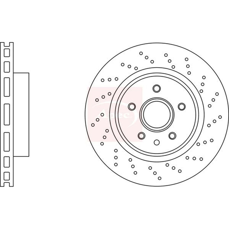 Apec 2 x Perforated/Vented Brake Discs fits Jaguar Xk 8 2002-2006 4.2