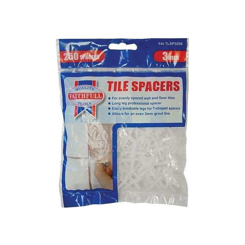 Faithfull Tile Spacer Long Leg 3mm (Bag 250) Faithfull - Town Tools