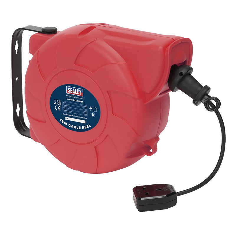 Sealey Cable Reel System Retractable 15m 1 x 230V Socket CRM151 Sealey - Dynamic Drive