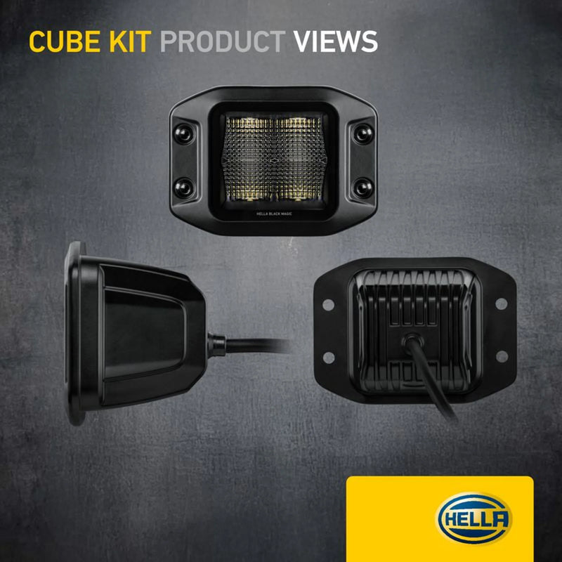 Hella Led Cube Kit 3.2Inch Flood Flush 1FA 1FA 358 176-831 1FA 358 176-831