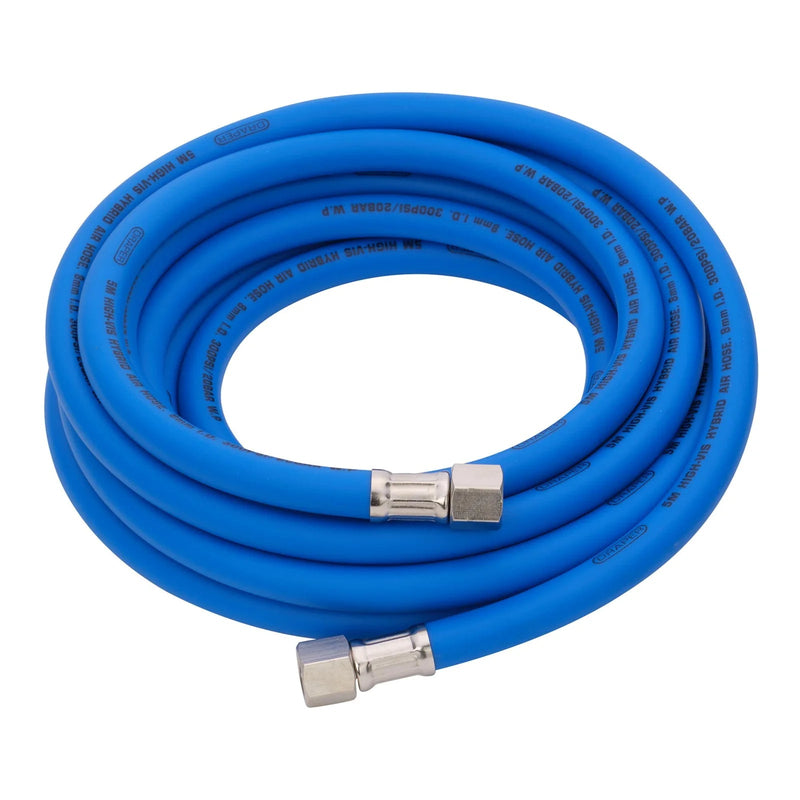 Draper High Visibility Hybrid Air Hose, 5m x , 1/4" BSP, Blue 8-10mm - image 1