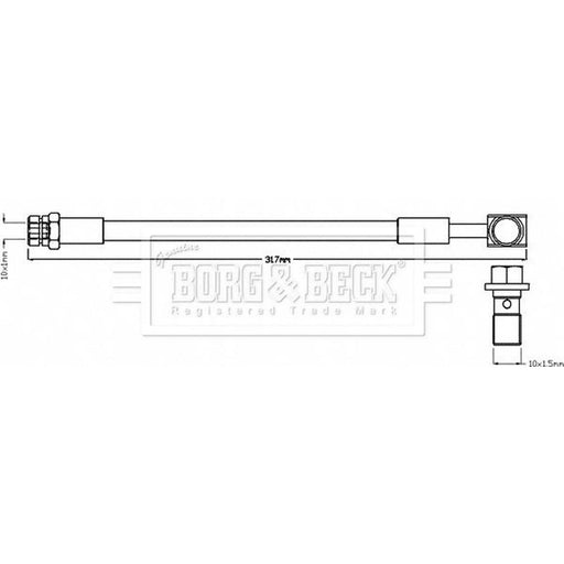 Borg & Beck Brake Hydraulic Hose Line Rear Right BBH8505