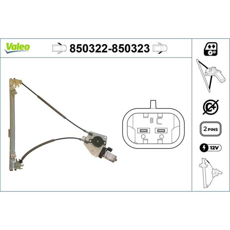 Valeo Electric Window Regulator Lifter Right Front 850323