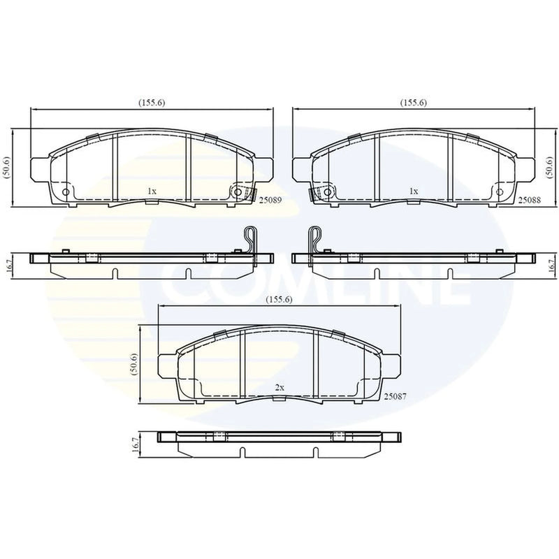 Comline 4 x Front Brake Pad Set fits Nissan NV200 2010-2011 1.5 1.6