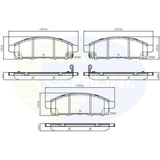 Comline 4 x Front Brake Pad Set fits Nissan NV200 2010-2011 1.5 1.6