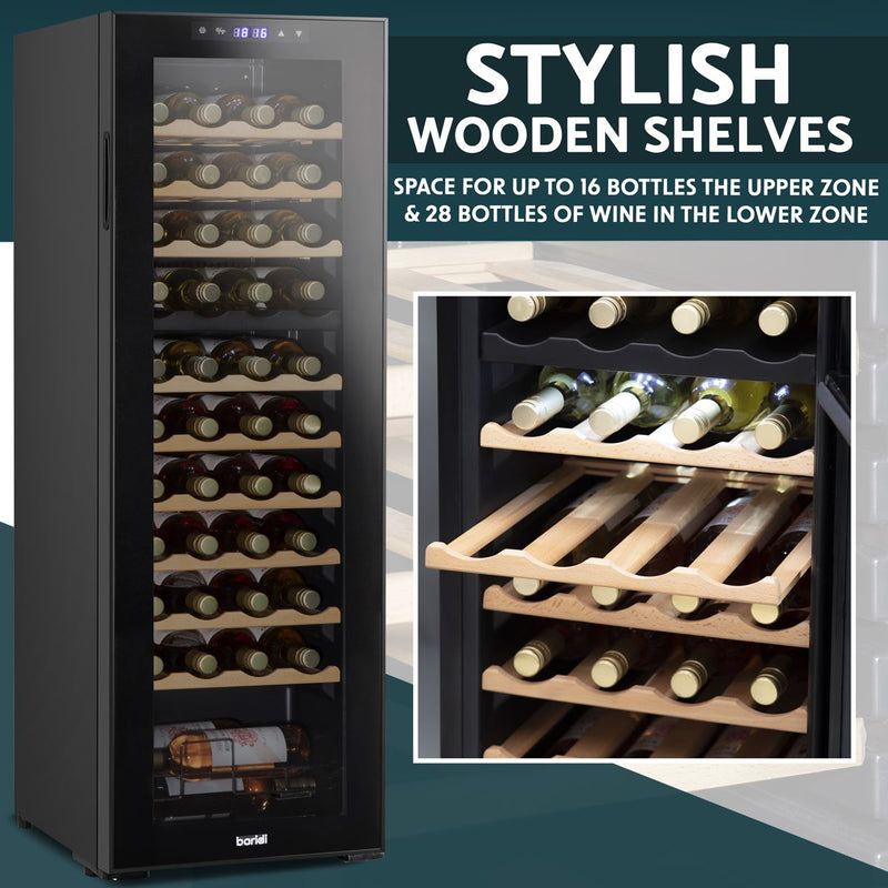 Baridi 44 Bottle Dual Zone Wine Fridge & Cooler DH92 Baridi - Dynamic Drive