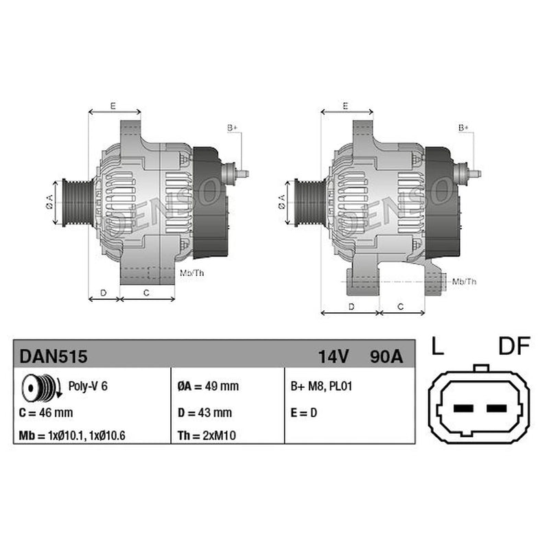 Denso Car Alternator 12V DAN515