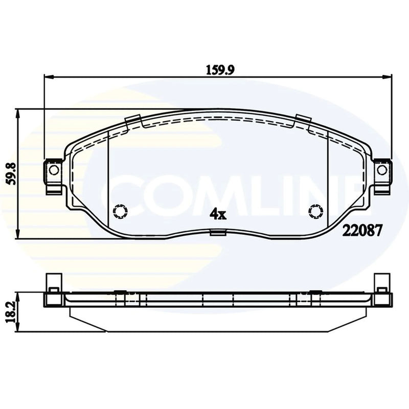 Comline 4 x Front Brake Pad Set fits Fiat Talento 2016 on 1.6