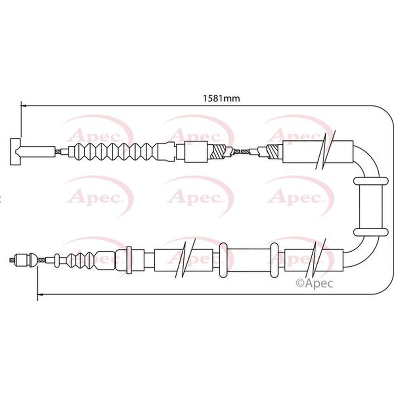 Apec Handbrake Cable Left Rear fits Alfa Romeo Gtv 1995-2005 2.0 3.0 3.2