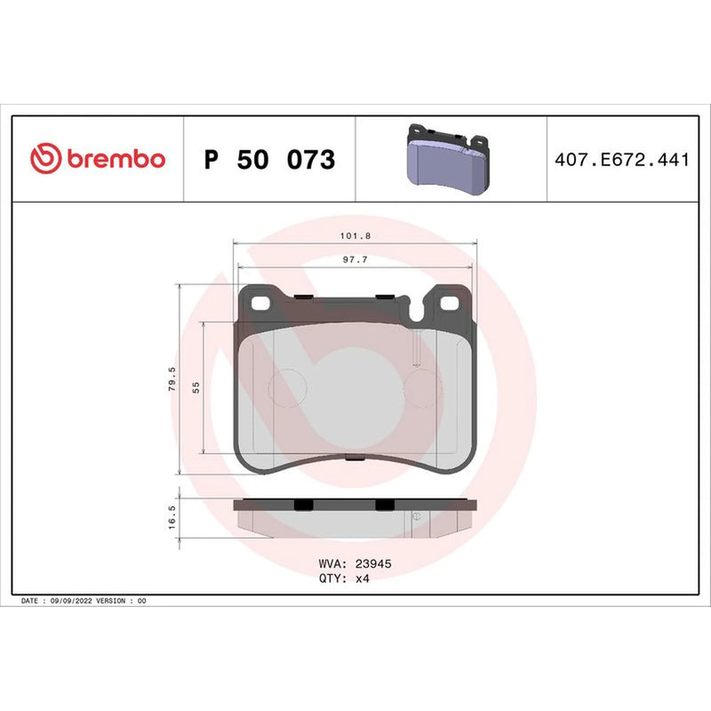 Brembo 4 x Front Brake Pad Set fits Mercedes-Benz C-Class 2000-2008