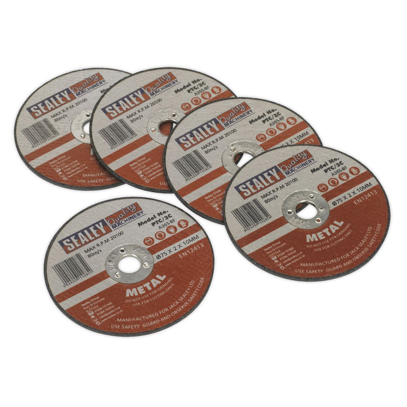 Sealey Cutting Discs 5 Pack 75mm x 2.0mm Angle Grinder Blades General Purpose Sealey  - Dynamic Drive