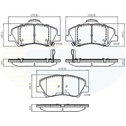 Comline 4 x Front Brake Pad Set fits Hyundai Accent IV 2010-2018 1.4 1.6
