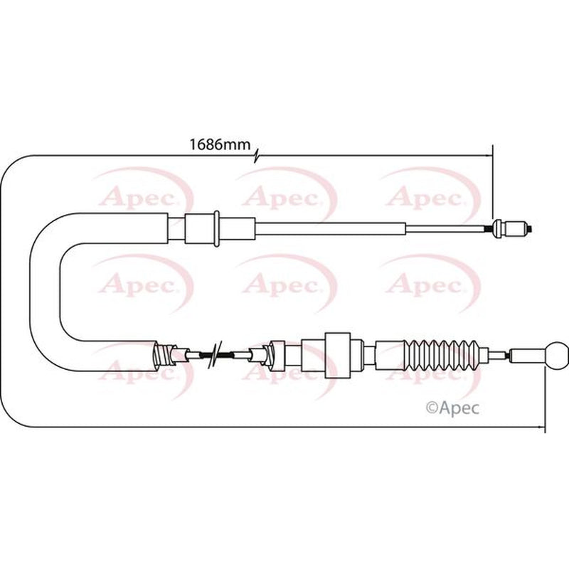 Apec Handbrake Cable Left Rear fits Audi A3 1996-2003 1.6 1.8 1.9
