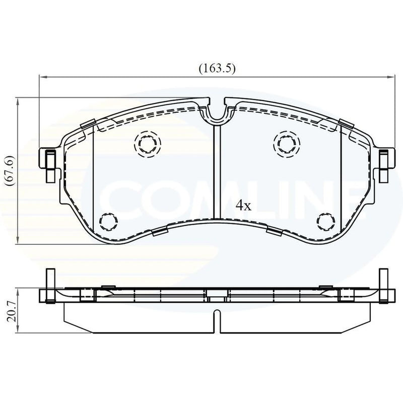 Comline 4 x Front Brake Pad Set fits Man Tge 2017-2024 2.0