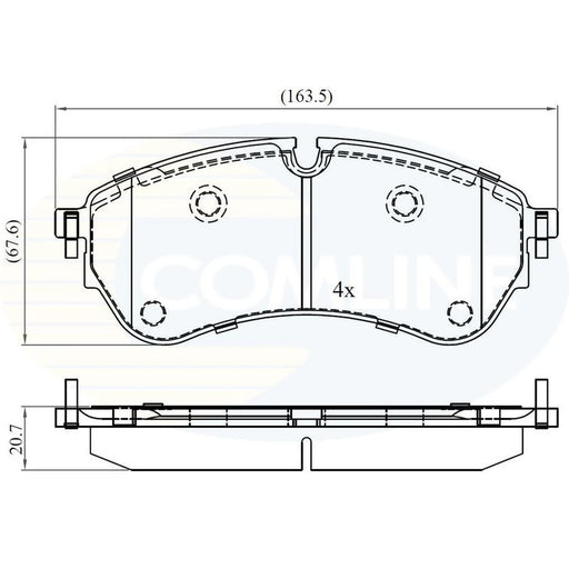 Comline 4 x Front Brake Pad Set fits Man Tge 2017-2024 2.0