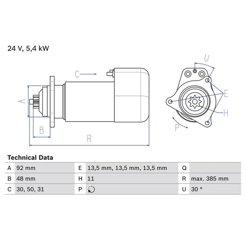 Bosch Starter Motor 24V 5.4kW 11 Teeth 0 986 018 420