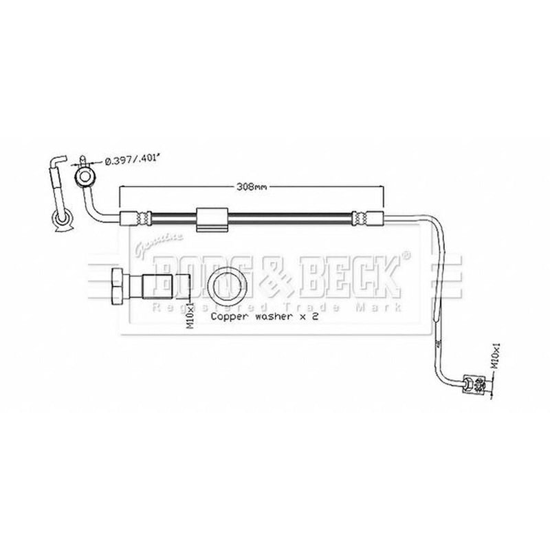Borg & Beck Brake Hydraulic Hose Line outer BBH8885