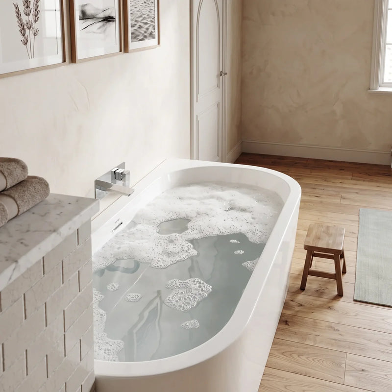 Baridi Left Hand Corner Bath 160cm Gloss White