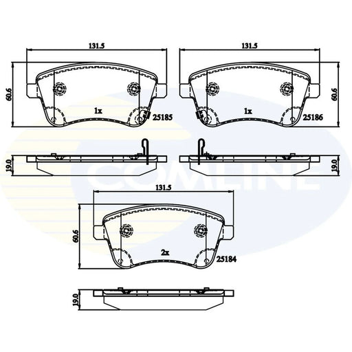 Comline 4 x Front Brake Pad Set fits Kia Venga 2010-2019 1.4 1.6
