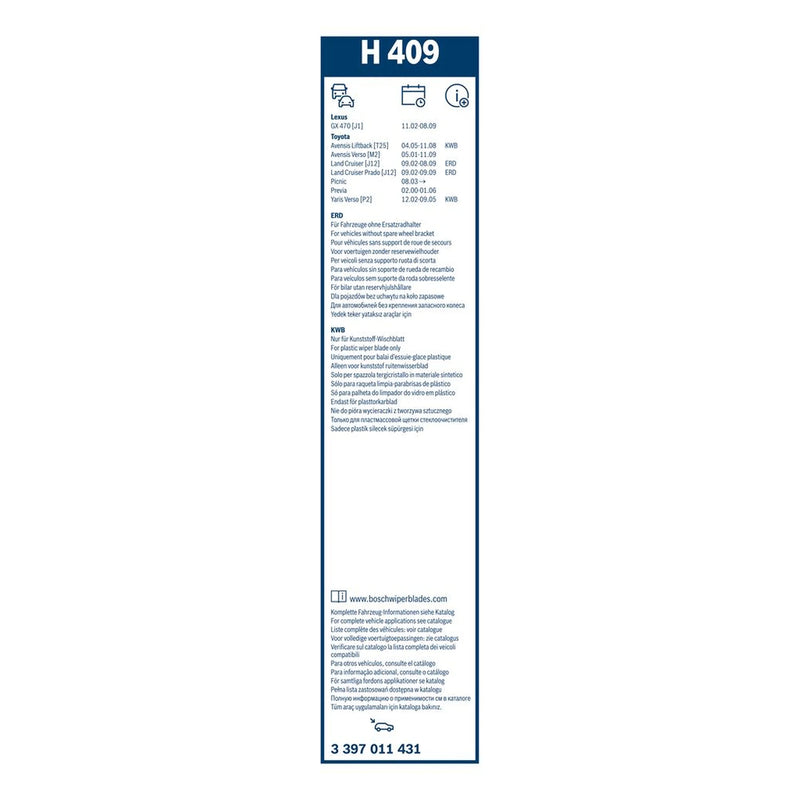 Bosch Conventional Wiper Blade 400mm — H409 fits Lexus Rx 2022-2023