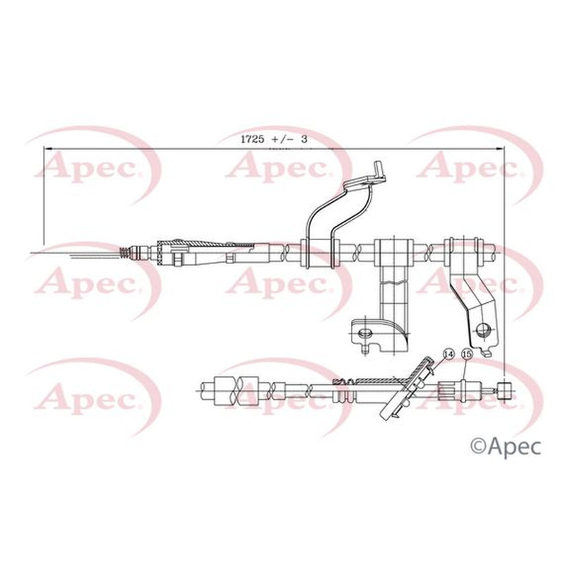Apec Handbrake Cable Right Rear fits Hyundai Tucson 2004-2010 2.0