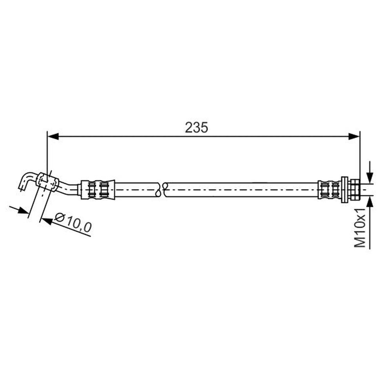 Bosch Brake Hydraulic Hose Line Rear fits Toyota Corolla Verso 2004-2009
