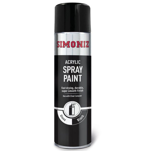 Simoniz Large Gloss Black Acrylic Aerosol Auto Car Spray Paint 500ml SIMP15D Simoniz - Dynamic Drive