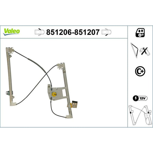 Valeo Electric Window Regulator Lifter Right Front 851207
