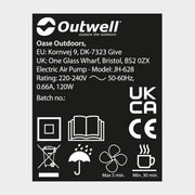 Outwell Flock Superior Double Airbed With Built-In Pump High Raised Air Bed Outwell  - Dynamic Drive