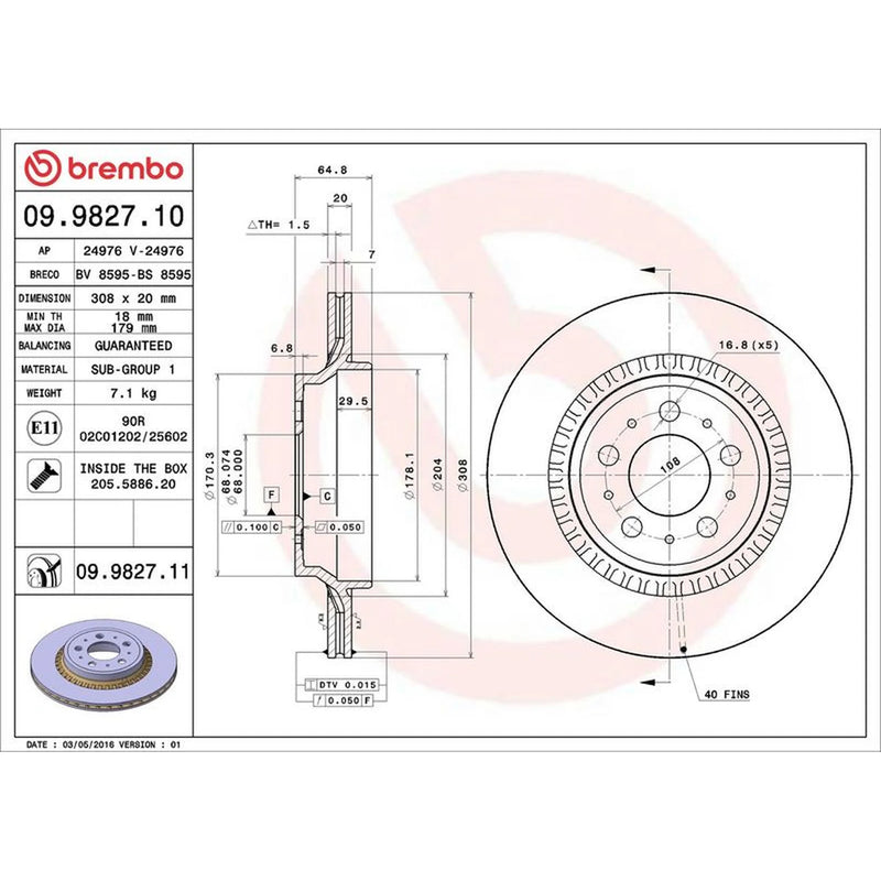 Brembo Rear Brake Discs & Pads fits Volvo XC90 I 2002-2014 2.5 3.2