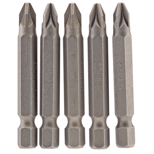 Draper PZ Type Insert Bit, 1/4" Hex, 50mm Long, No.2 (Pack of 5) 64283 Draper - Dynamic Drive