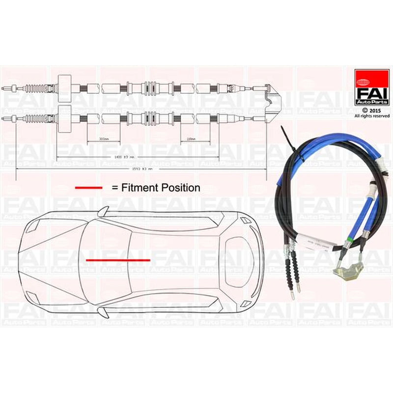 FAI Handbrake Cable Left Rear fits Opel Astra G 1998-2005 1.7 1.8 2.0 2.2