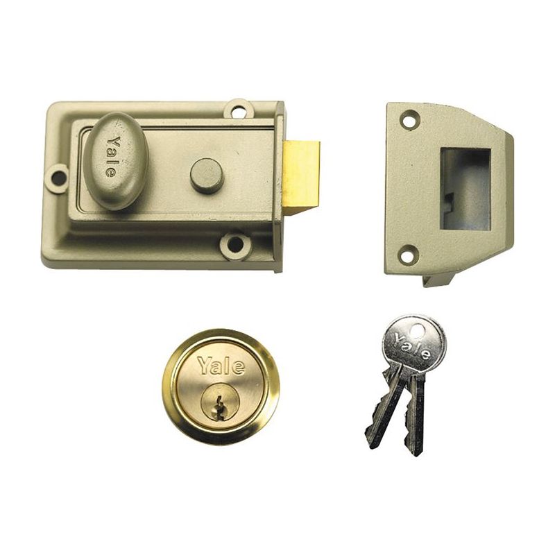 Yale Locks P77 Traditional Nightlatch 60mm Backset Nickel Brass Finish Box Yale Locks - Dynamic Drive