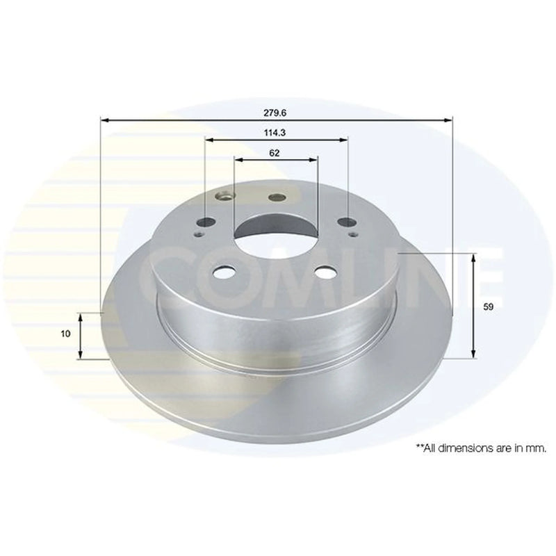 Comline 2 x Solid Brake Discs fits Toyota Avensis 2005-2008 2.2